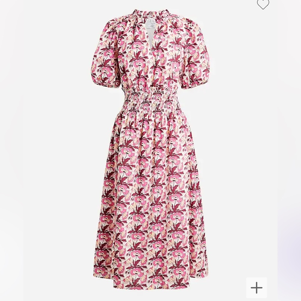 NWT J. crew Smocked-waist dress in Liberty® Butterfield Poppy fabric size XL